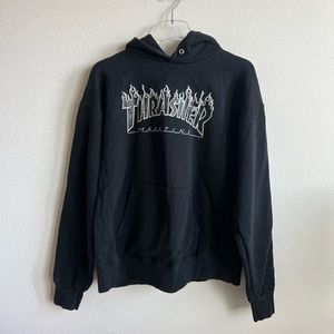 thrasher hoodie black flames
